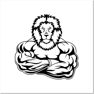 Lion bodybuilder Posters and Art